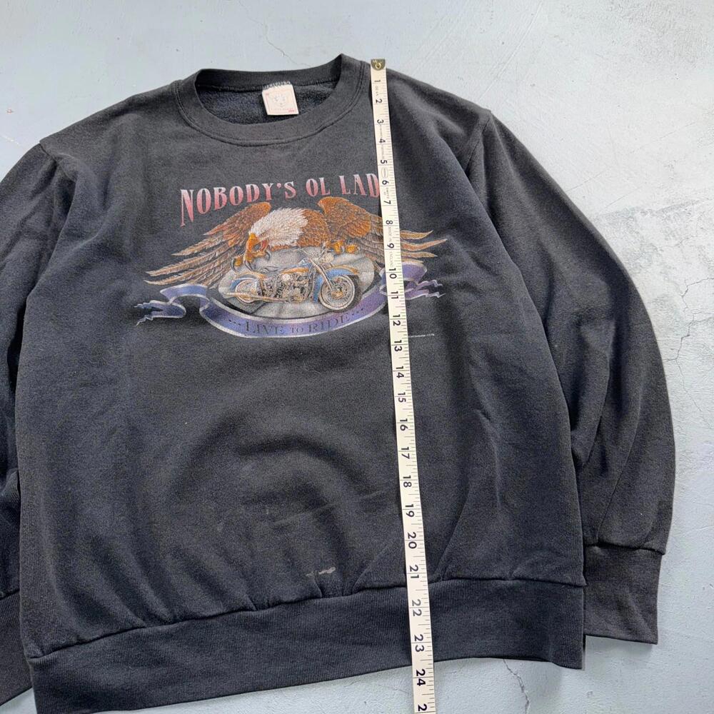 VTG 80s Harley Davidson Motorcycle Sweatshirt Nobodys Ol Lady Joliet 3D Emblem - Picture 5 of 11